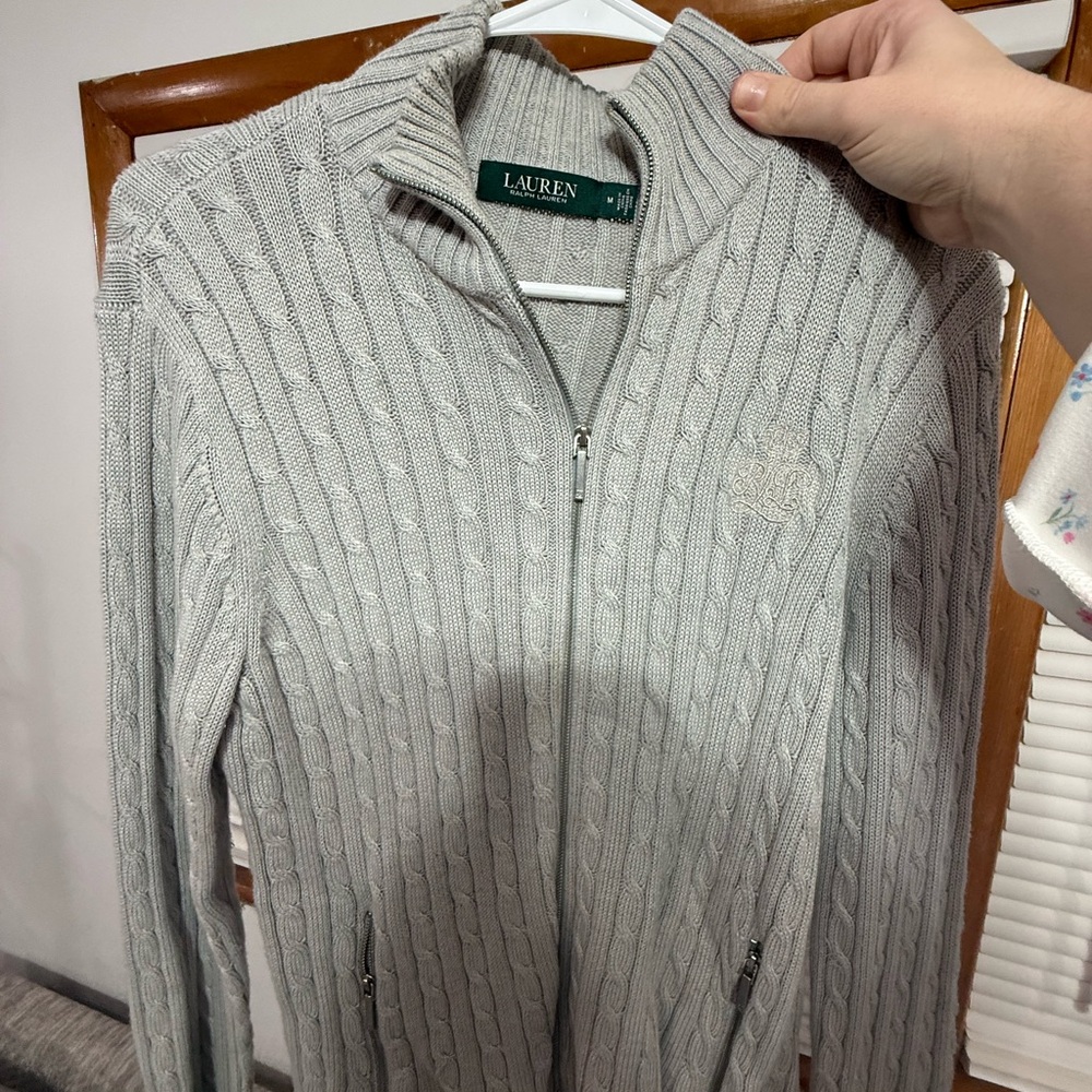 Ralph Lauren Light Gray Cable Knit Sweater